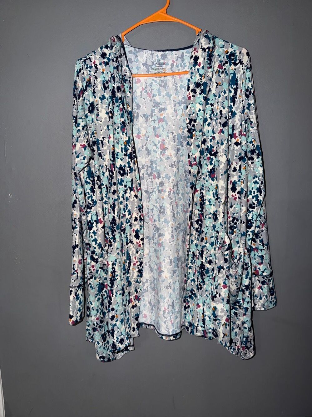 Cuddl Duds Everyday Floral Open Front Cardigan With Hood Size Small